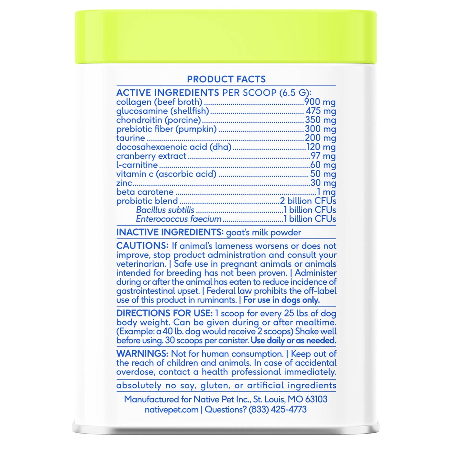 Native Pet - The Daily Powder Supplement, 11-in-1 Multivitamins for Dogs: 60 scoops
