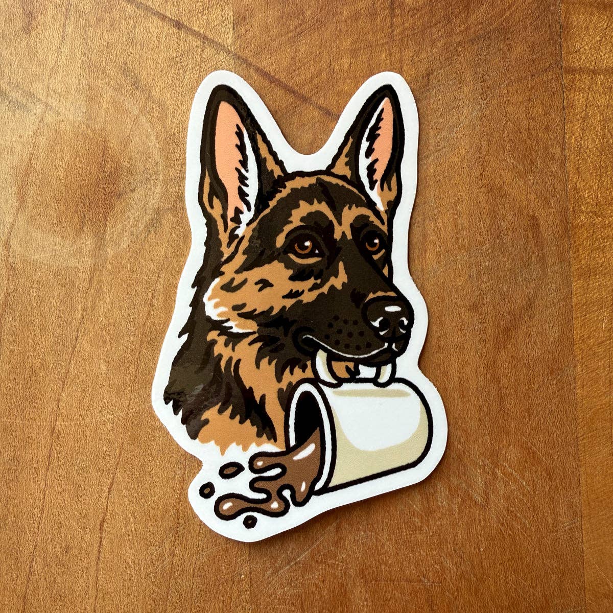 Coffee German Shepherd 3.5 Inch Glossy Vinyl Sticker