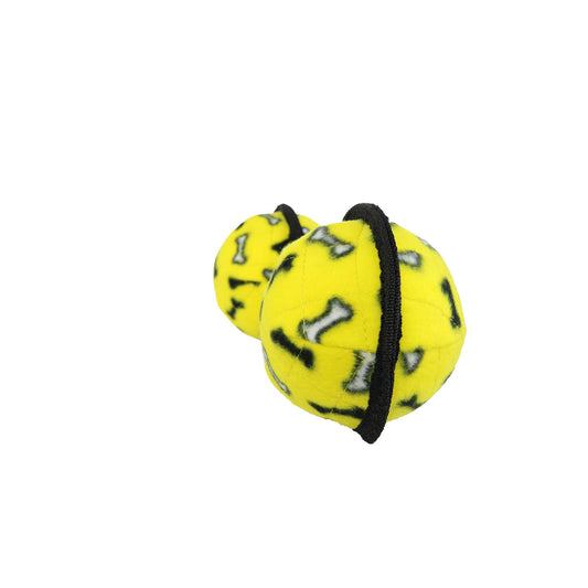 Tuffy Ultimate 2 Ball Tug Yellow Bone Durable Dog Toy