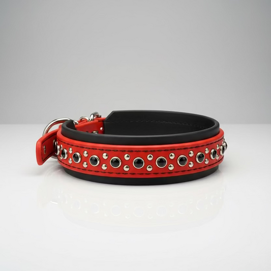 1.5" Biothane Bling Collar - Black/Red