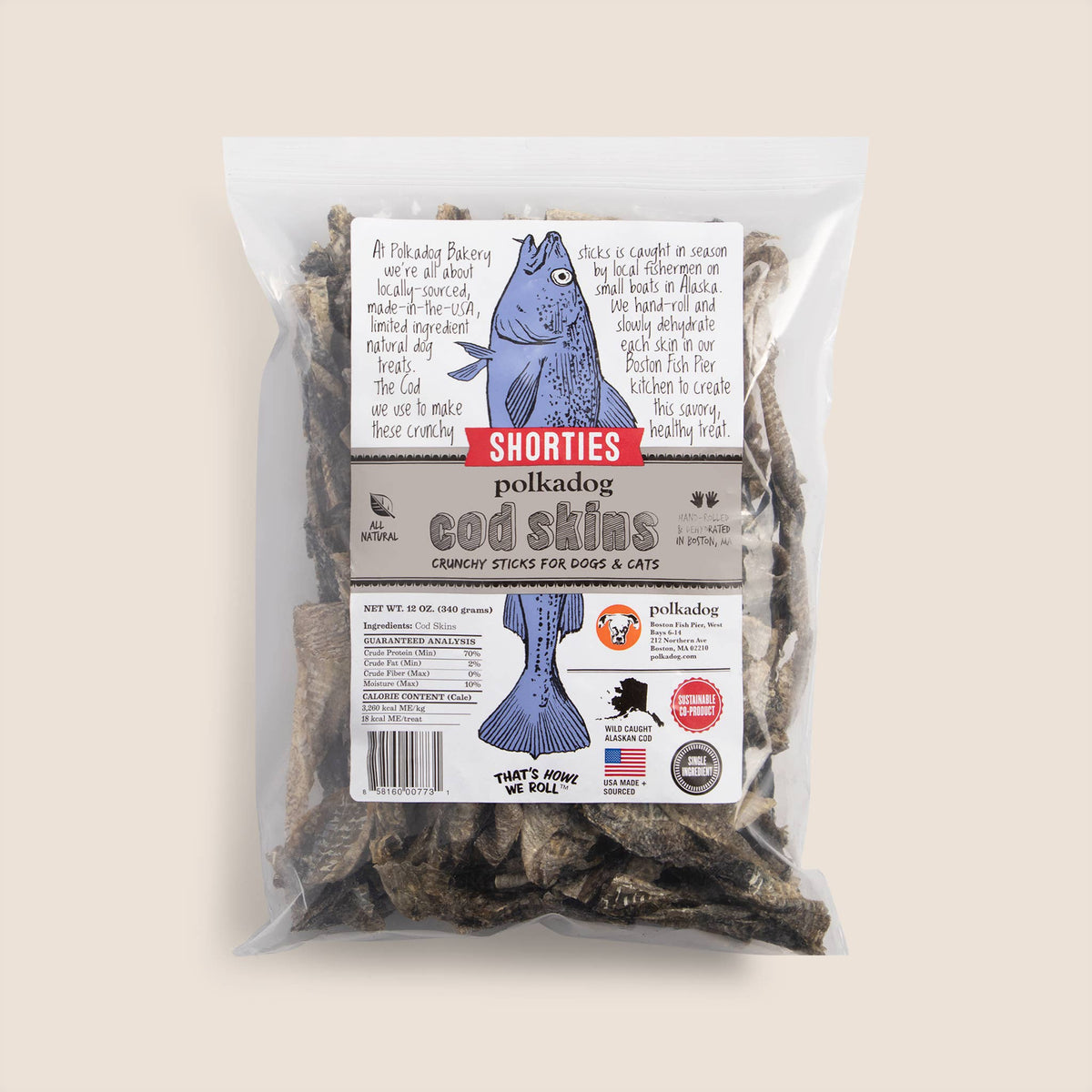 Bulk Cod Skin SHORTIES - 2LB of Dog Treats