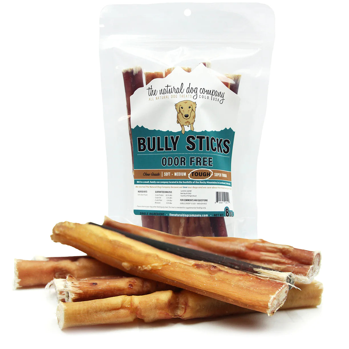 6” Odor Free Bully Sticks - 8oz. Pack - Performance Dog Supply
