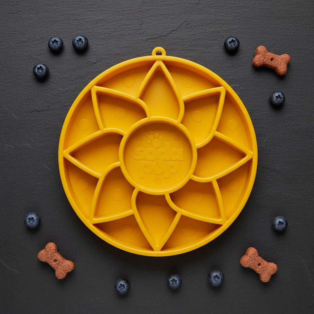 Sunflower eTray Slow Feeder Dog Bowl - Soft Shallow Lick Mat