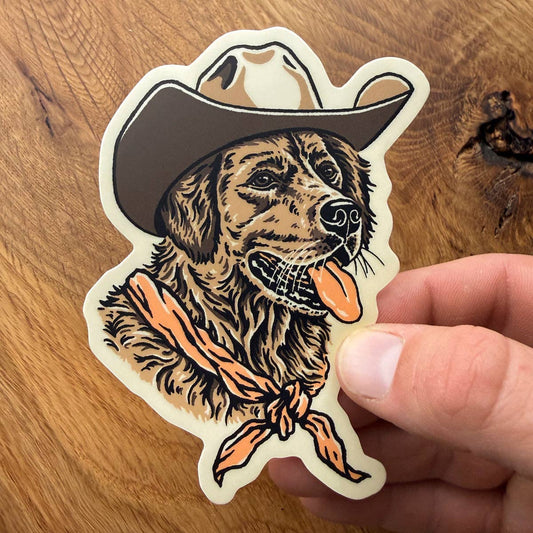 Golden Retriever Cowdog 4 Inch Matte Vinyl Sticker