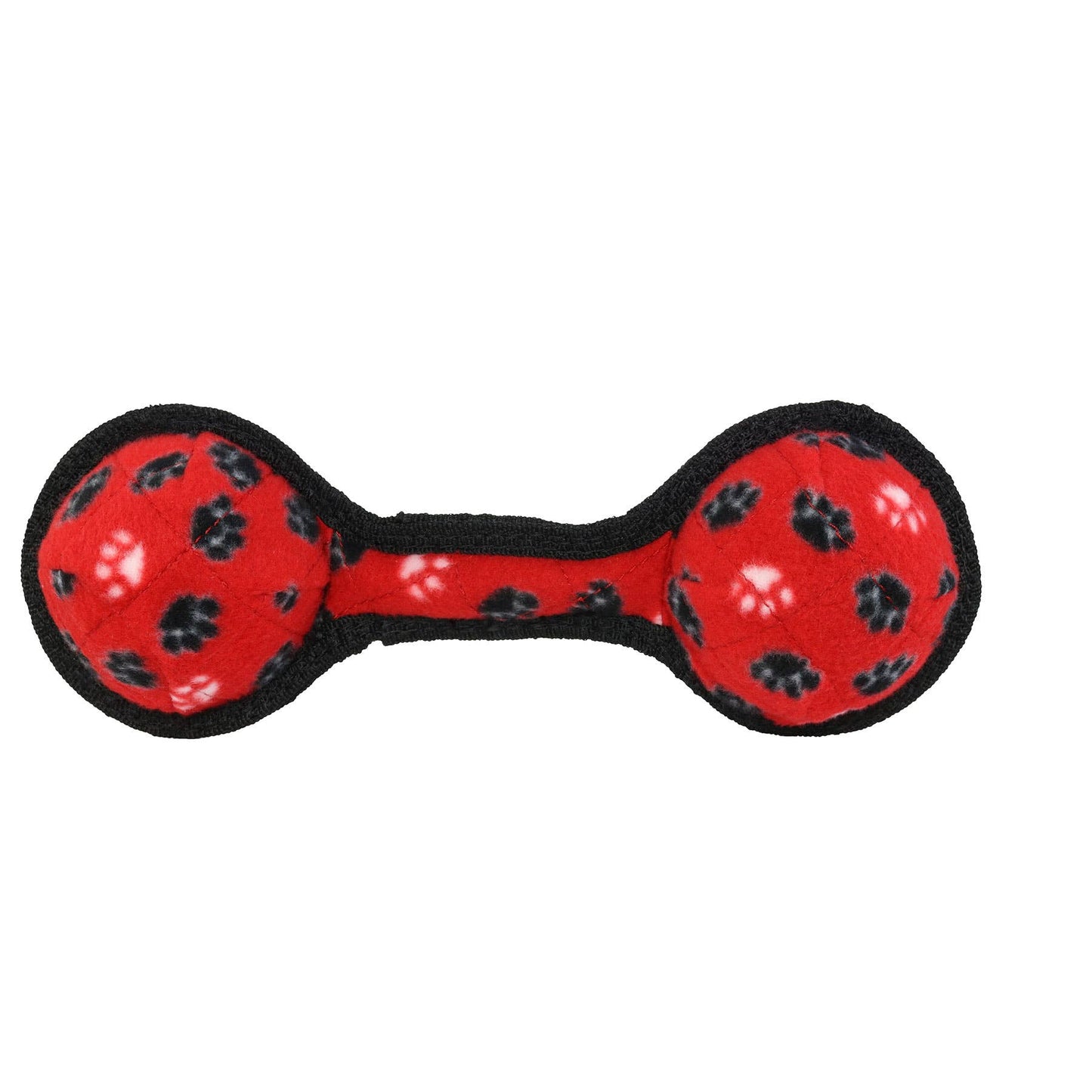 Tuffy Jr 2 Ball Tug Red Paw, Durable Squeaky Dog Toy