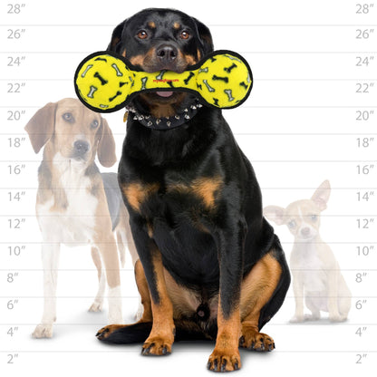 Tuffy Ultimate 2 Ball Tug Yellow Bone Durable Dog Toy