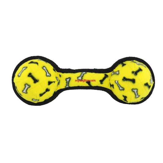 Tuffy Ultimate 2 Ball Tug Yellow Bone Durable Dog Toy