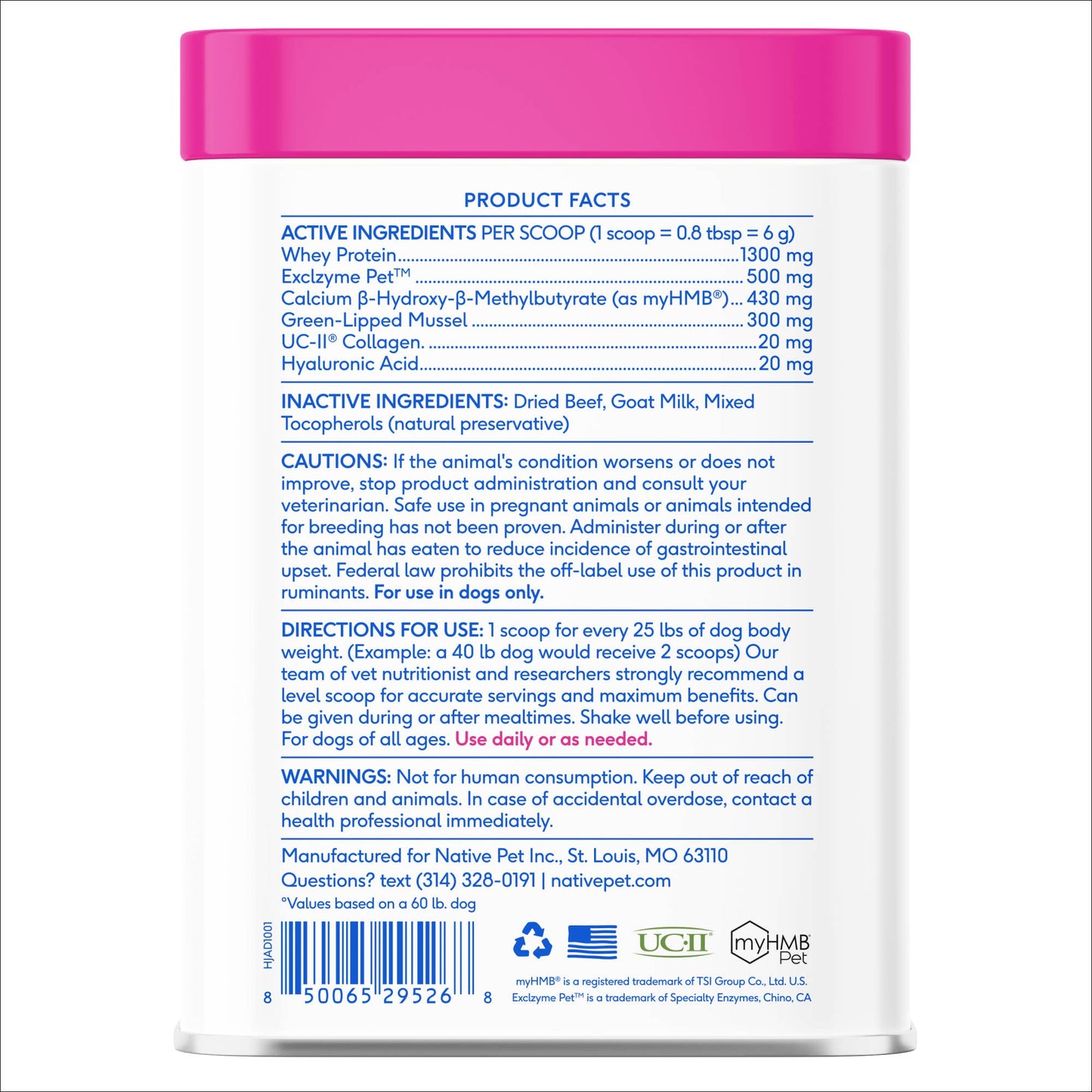 Native Pet - Hip+Joint Advanced Care Powder Joint, Muscle & Inflammation