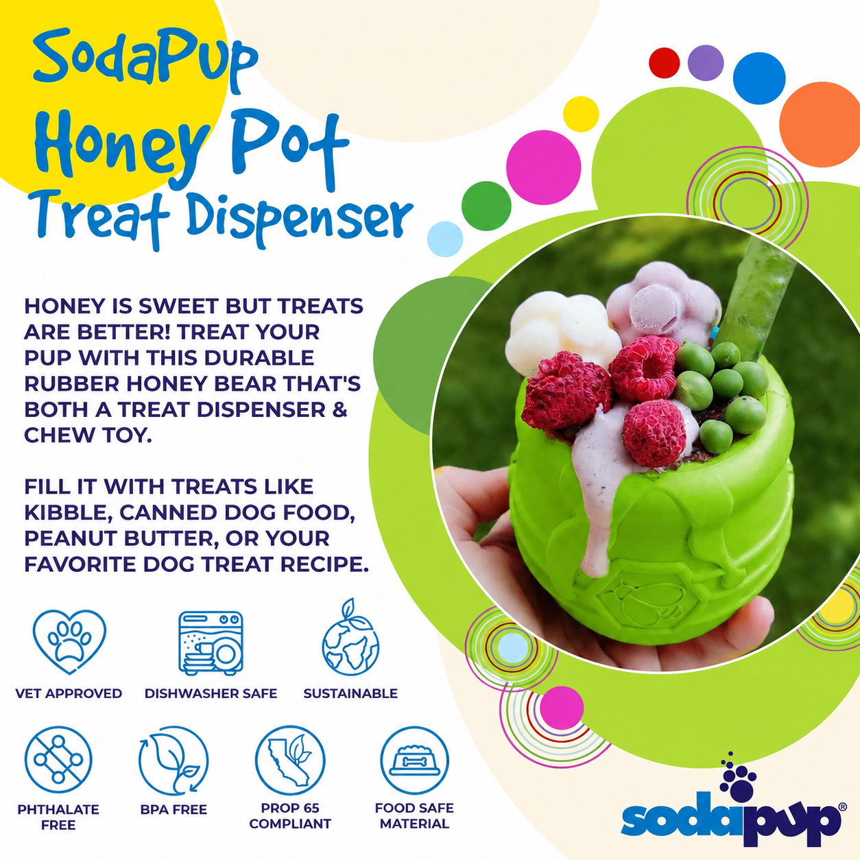 SodaPup Honey Pot Treat Dispenser - Limited Edition Apple Green