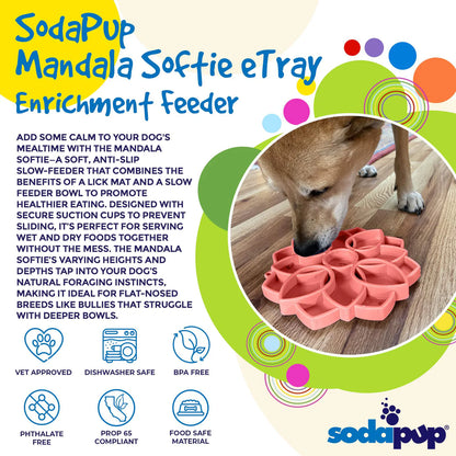 Mandala Softie Shallow Slow Feeder Dog Bowl with Suction Cups