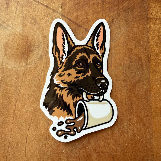 Coffee German Shepherd 3.5 Inch Glossy Vinyl Sticker