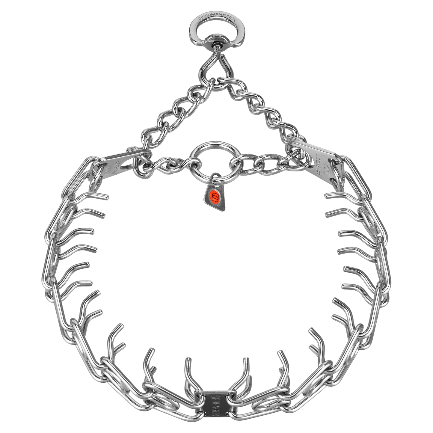 HERM SPRENGER - Chrome ULTRA-PLUS Training Collar with Center-Plate and Assembly Chain