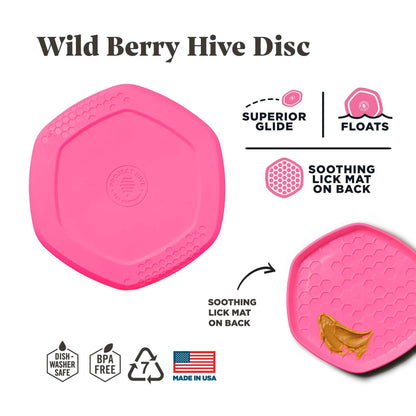 Project Hive Wild Berry Scent Hive Disc & Lick Mat Pink - Performance Dog Supply