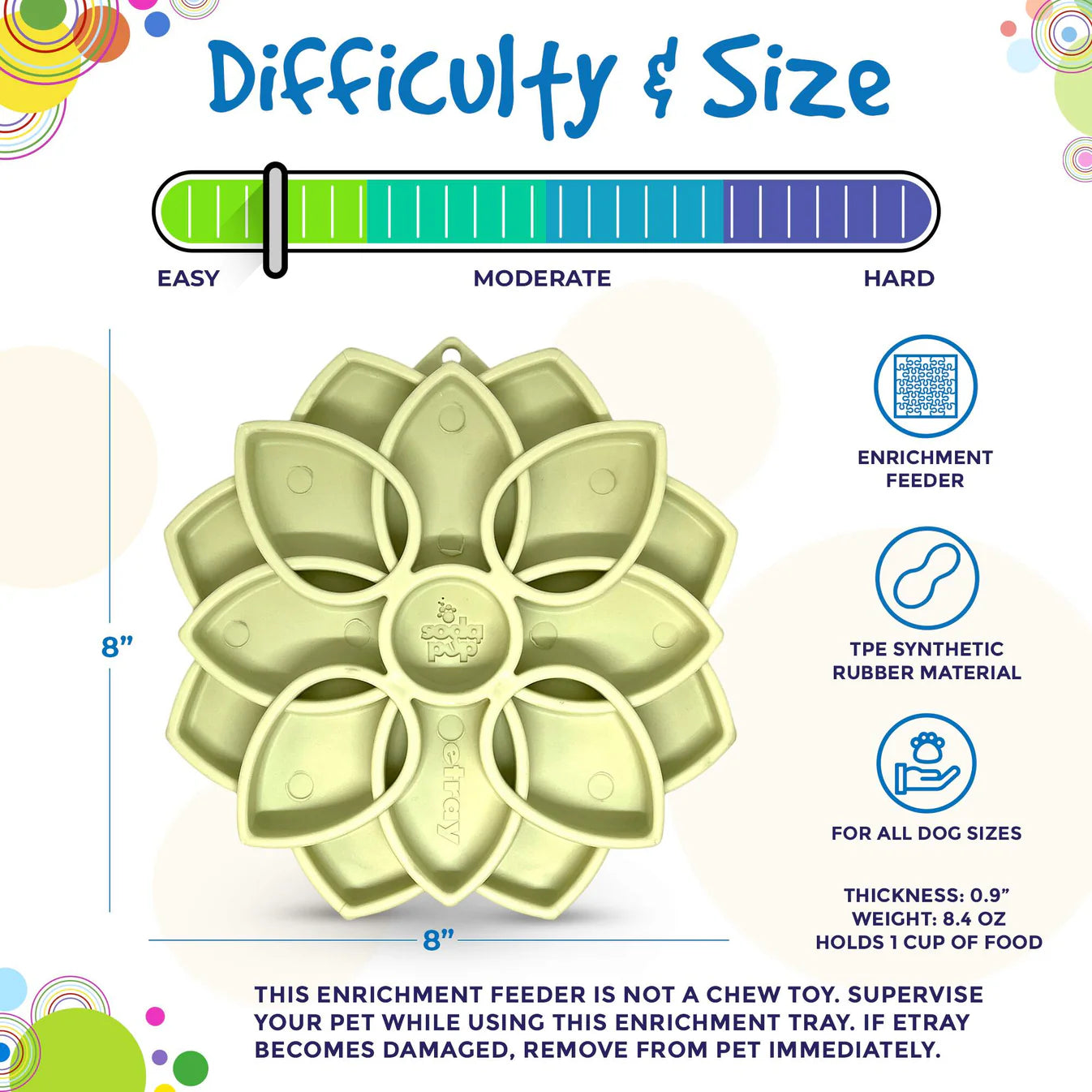Mandala Softie Shallow Slow Feeder Dog Bowl with Suction Cups