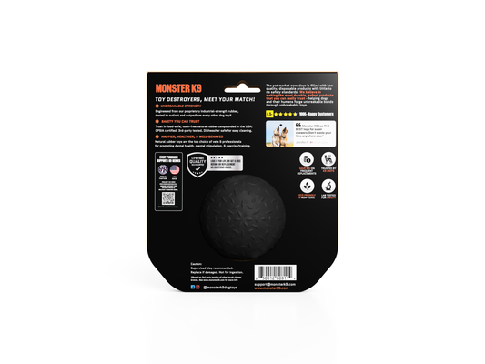 Monster K9 Dog Toys - Black Dog Ball for Aggressive Chewers