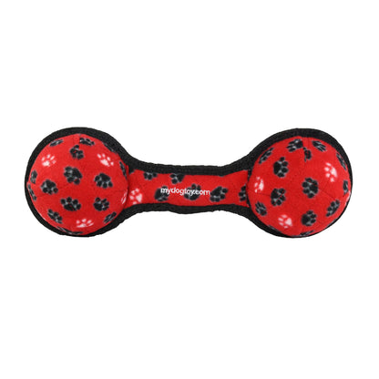 Tuffy Ultimate 2 Ball Tug Red Paw, Durable Squeaky Dog Toy