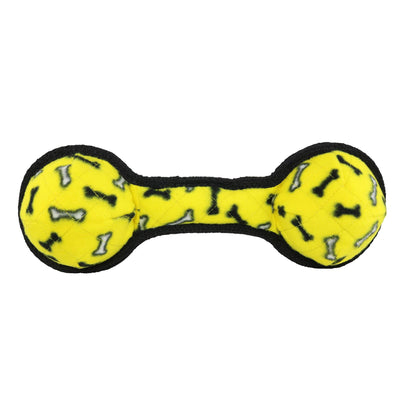 Tuffy Ultimate 2 Ball Tug Yellow Bone Durable Dog Toy