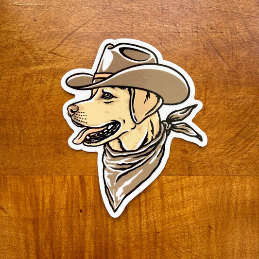 Golden Lab Cowdog 3 Inch Glossy Vinyl Sticker