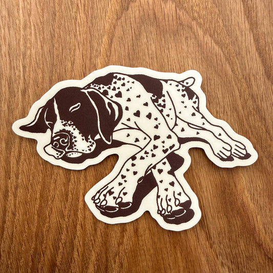 German Shorthaired Pointer Hearts Large 4 Inch Matte Vinyl Sticker