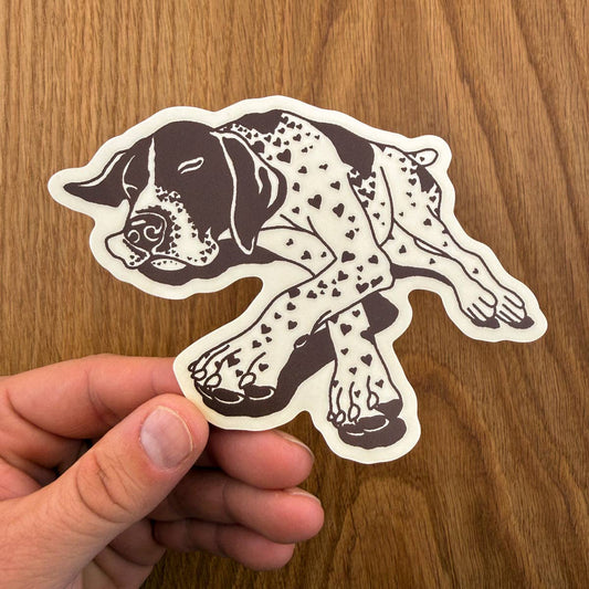 German Shorthaired Pointer Hearts Large 4 Inch Matte Vinyl Sticker
