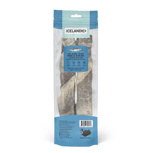 100% Pure Icelandic+ Hand Wrapped Cod Skin 10" Long Chew Sticks 2pack