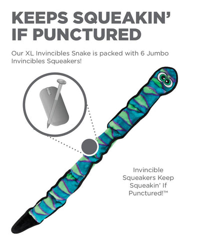 Outward Hound Invincibles Snake Durable Plush Toy Blue XL