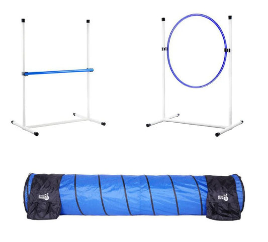 3 Piece Dog Agility Equipment Set – With Jumps & Tunnel