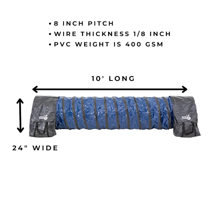 Heavy Duty Dog Agility Tunnel –PVC Training Tunnel With Sandbags