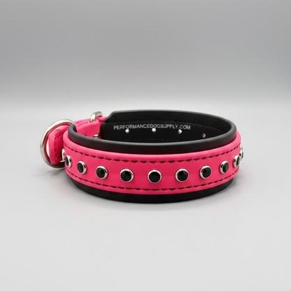 1.5" Biothane Bling Collar - Black/Neon Pink