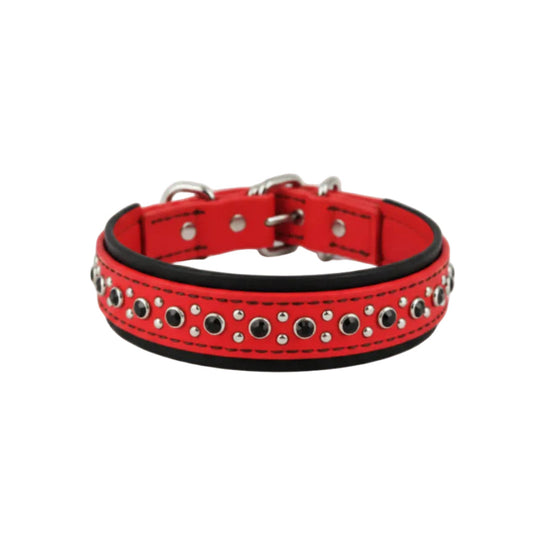 1.5" Biothane Bling Collar - Black/Red