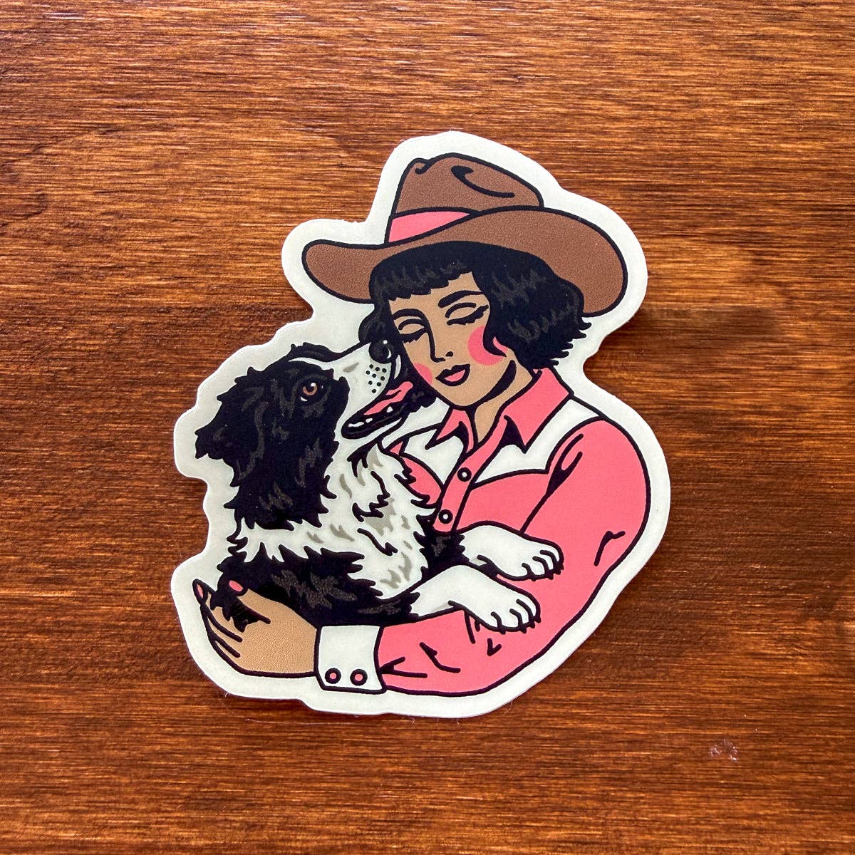 Border Collie Cowgirl 3 Inch Matte Vinyl Sticker