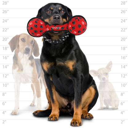 Tuffy Ultimate 2 Ball Tug Red Paw, Durable Squeaky Dog Toy