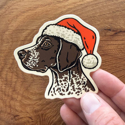 Christmas German Shorthaired Pointer Santa Dog Sticker