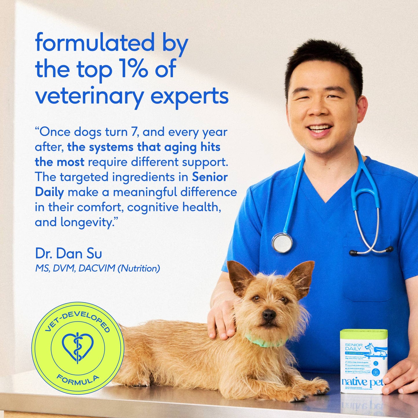 Native Pet - Senior Daily 12-in-1 Multivitamin Powder Supplement for Dogs