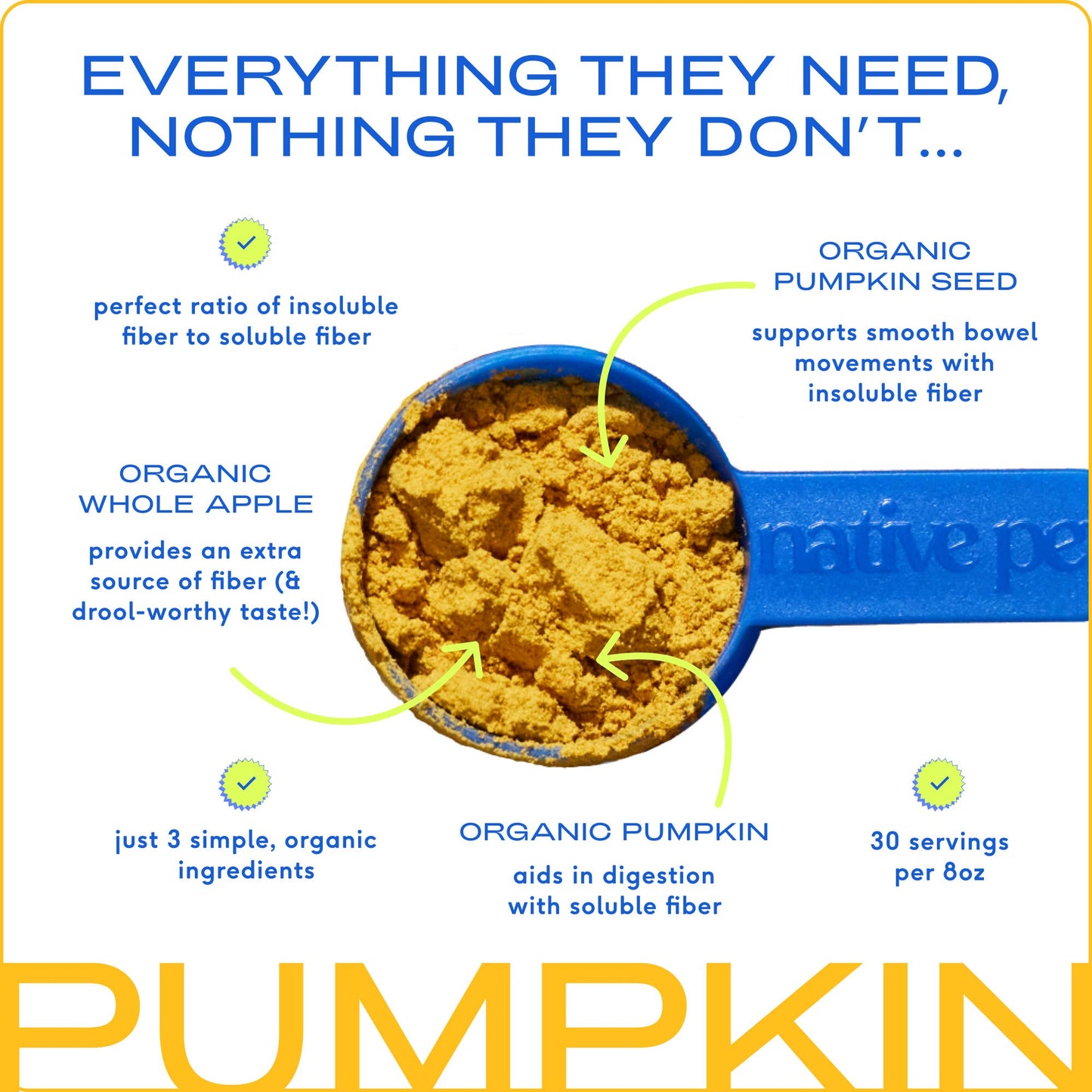 Native Pet - Organic Pumpkin Fiber Powder, Digestive Supplement for Dogs: 16 oz