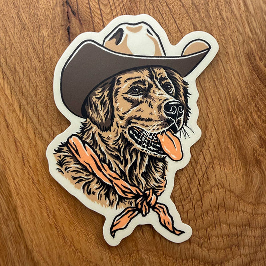 Golden Retriever Cowdog 4 Inch Matte Vinyl Sticker