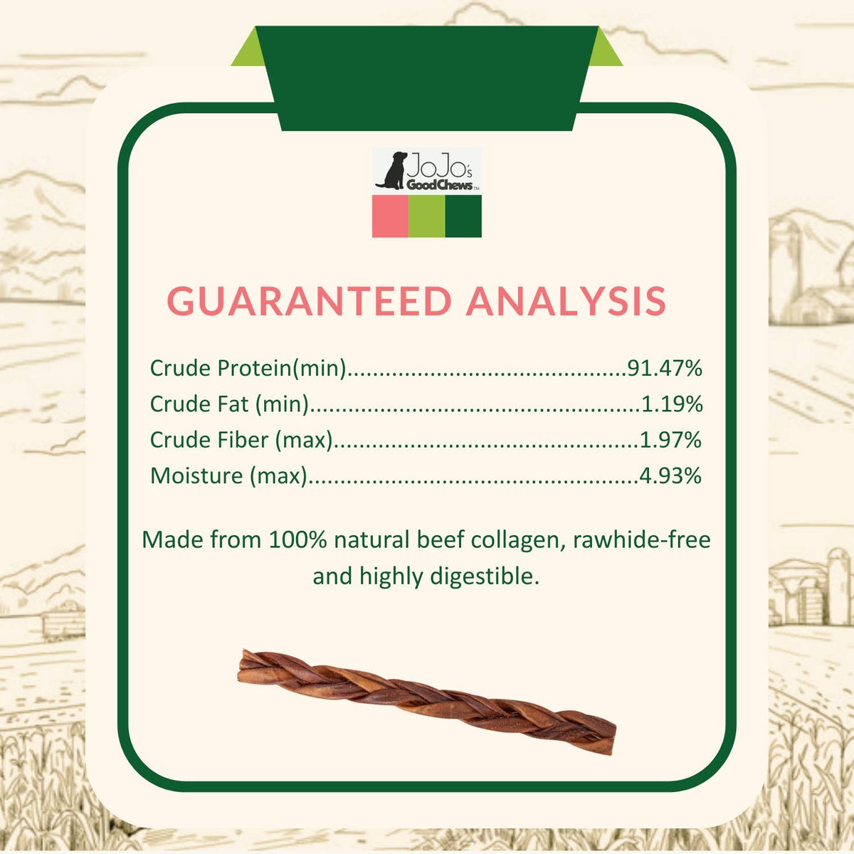 Bulk - Jumbo Braided Collagen Stick – 15 Pack
