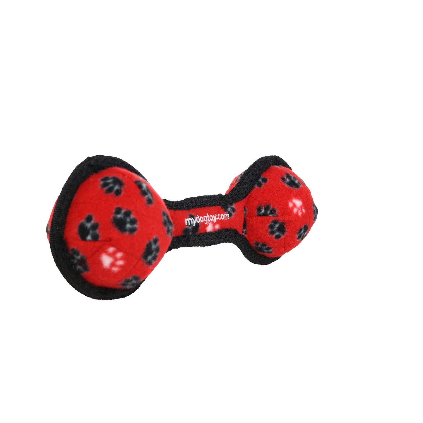 Tuffy Jr 2 Ball Tug Red Paw, Durable Squeaky Dog Toy